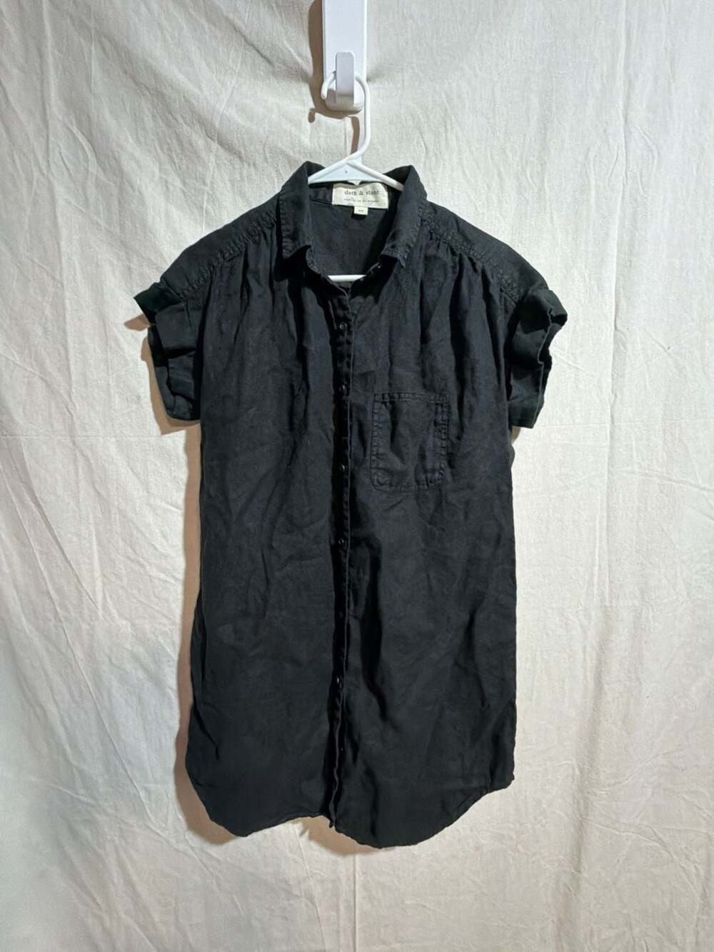 Cloth & Stone 100% Linen Short Sleeve Button-Up Shirt Dress